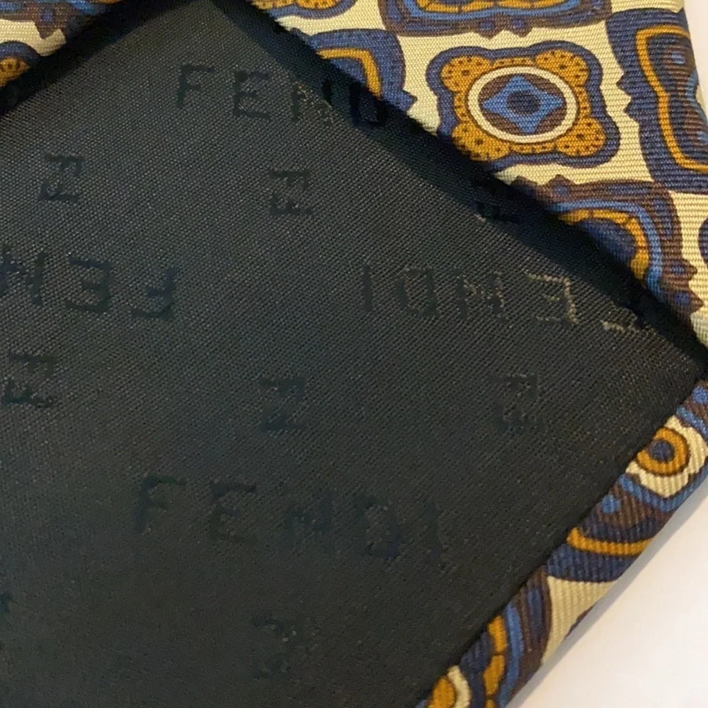 VTG Fendi Silk Tie Frame Pattern Handmade Italy